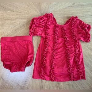 Kate Quinn Red Ruffle Bamboo Dress with Bloomers - Size 12-18M